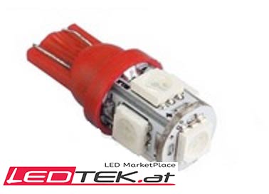 10 Pack T10/W5W 6W LED PKW Lampen Rot – -LED Leuchten MarketPlace