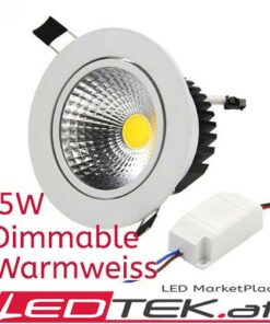 5W LED Einbauleuchte Dimmbar Warmweiss Aluminium