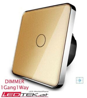 Touch Dimmer LYKOS 1Gang-1Weg Lichtschalter Glass Abdeckung Gold Silber Rand