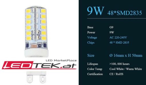 G9 9W LED Lampe Weiss